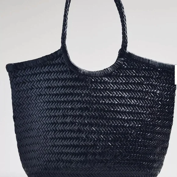 NWT - By Anthropologie Woven Leather Tote - Picture 1 of 2